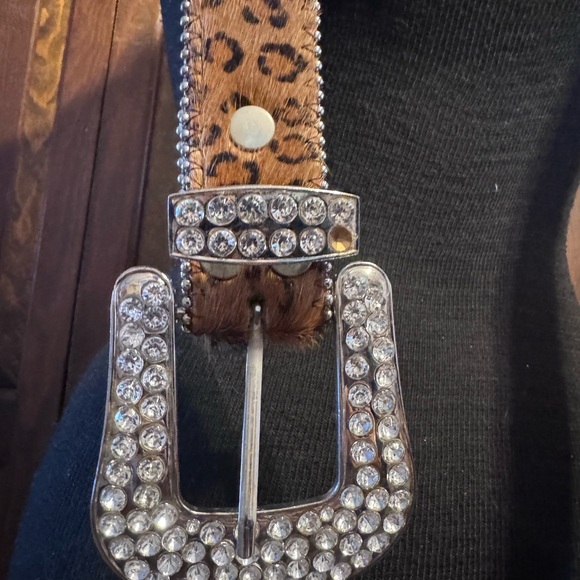 Leopard Print Rhinestone Belt - Picture 3 of 6